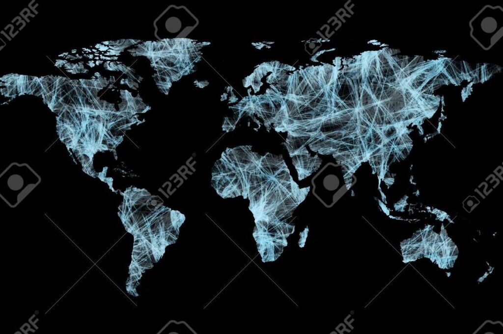 mapa del mundo con conexiones tecnologicas