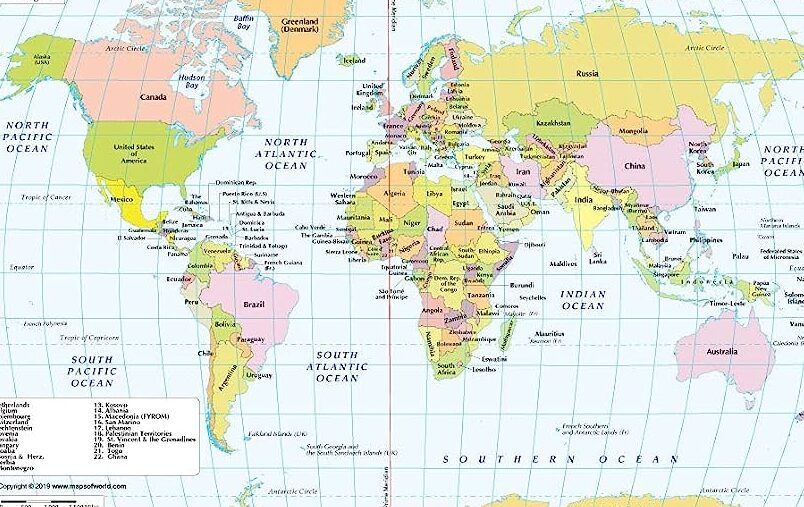 mapa mundial con lineas de distribucion